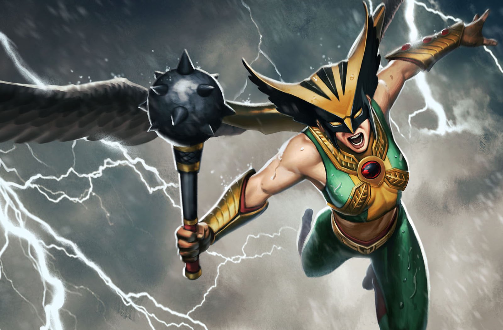 Hawkgirl in action