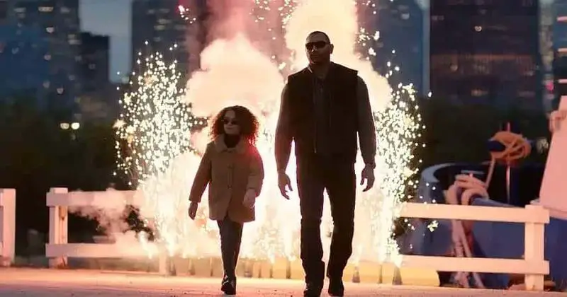 My Spy - Sophie (Chloe Coleman) and JJ (Dave Bautista) walk away from an explosion
