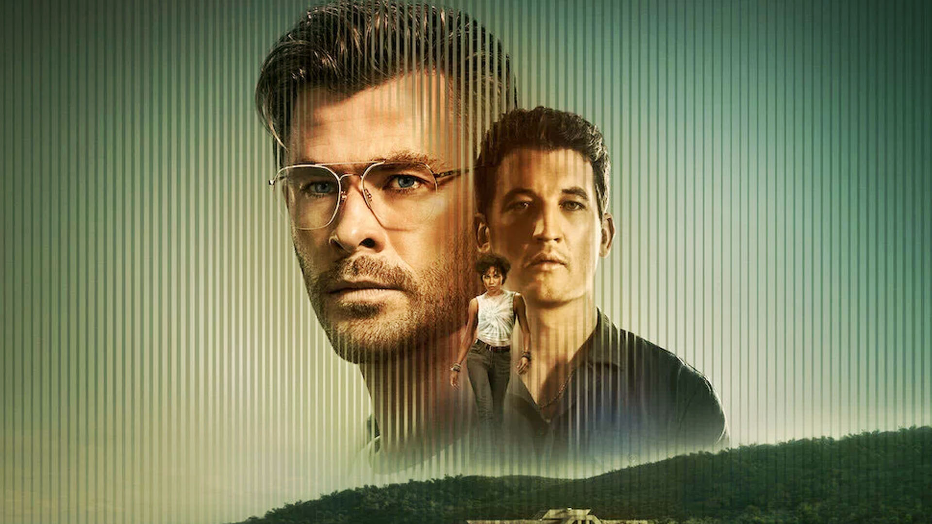 Spiderhead cover image featuring Smollett, Hemsworth, and Teller