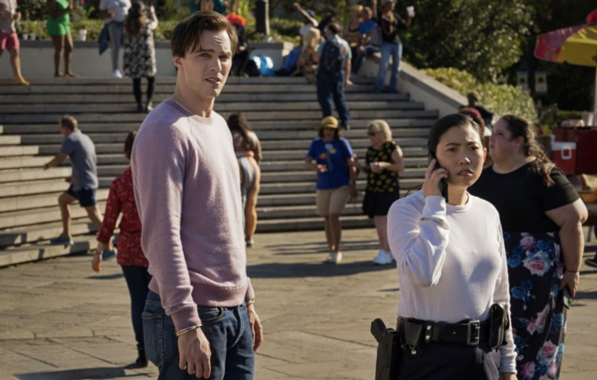 Nicolas Hoult and Awkwafina in Renfield 
